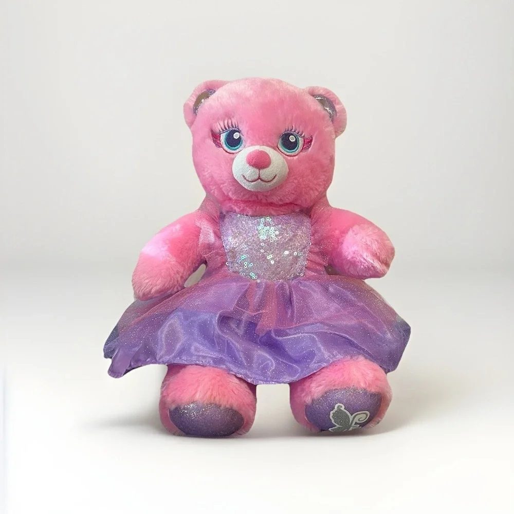 Build-a-Bear Pink Purple Teddy Bear Ballerina Outfit Plush Stuffed Animal Tutu